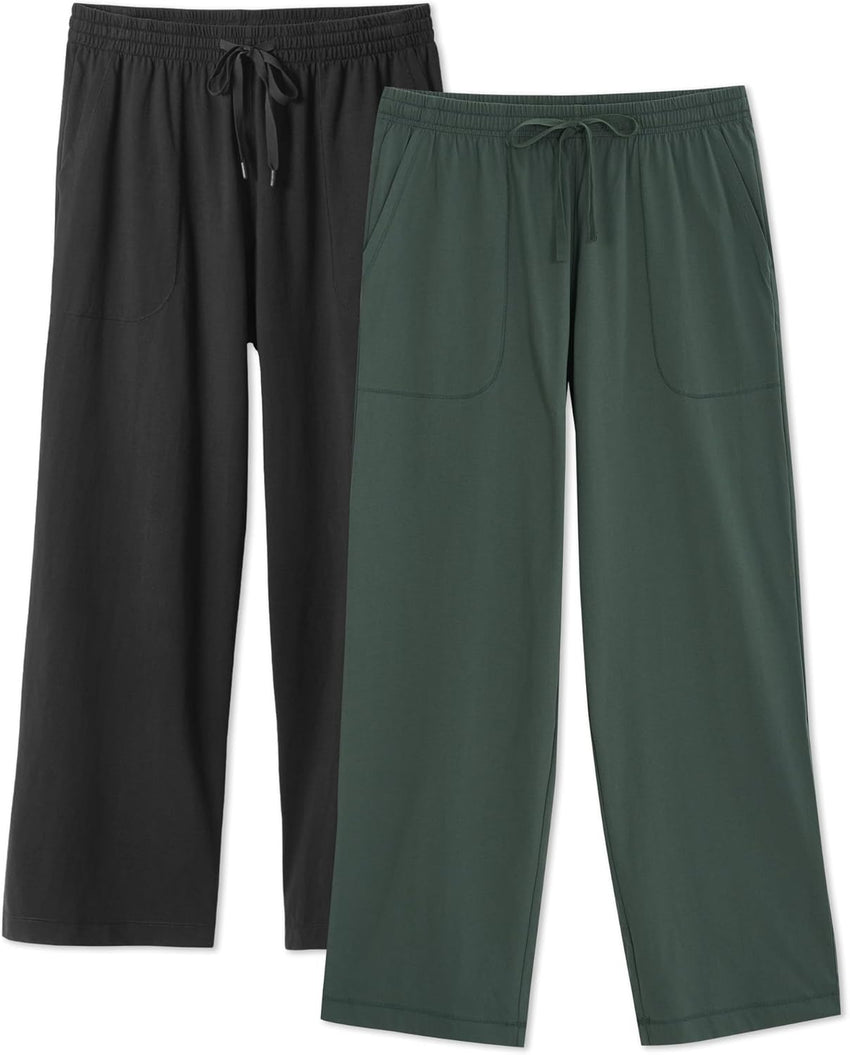 DAVID ARCHY Men's Pajama Pants Cotton Comfy Sleep Bottoms, Lightweight Lounge Pants with Pockets Soft Sleepwear PJs, 2 Pack