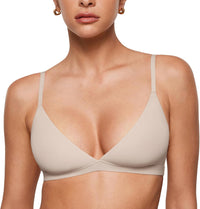 INLYRIC Women's Inbarely Triangle Bralette Plunge Unlined Seamless Bra No Underwire Sexy Comfortable Everyday