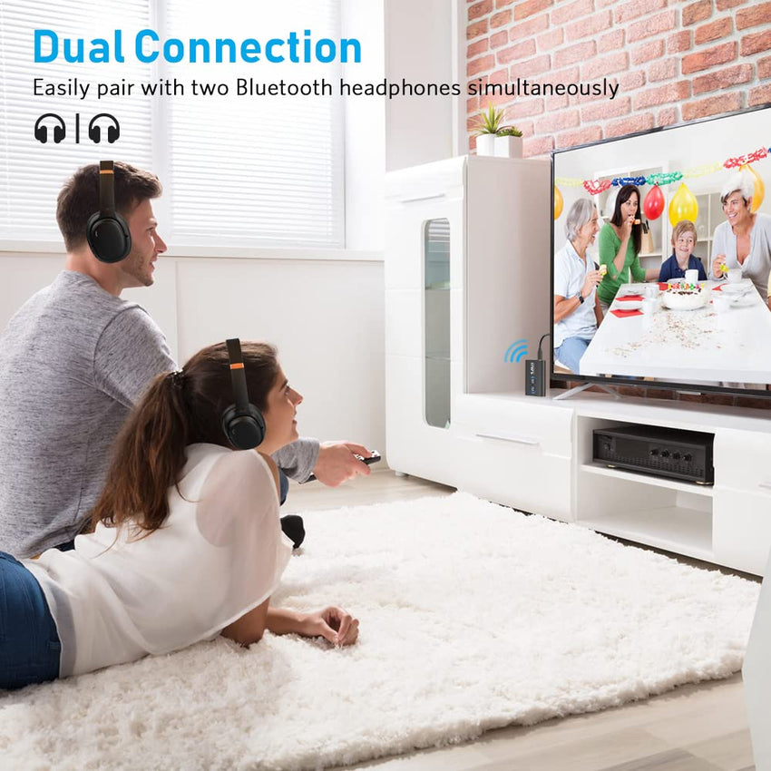 1Mii Bluetooth 5.3 Transmitter Receiver for TV to Wireless Headphones, Dual Link AptX Adaptive/Low Latency/HD Audio, Aux Adapter for Home Stereo, Airplane, Boat, Gym