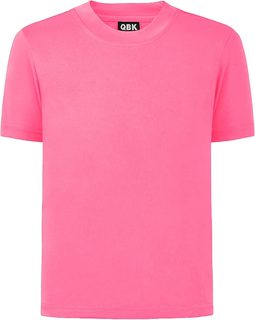 QBK 2T to Youth Neon Shirt Kids UPF 50+ Dry Fit Athletic Short Sleeve Rash Guard T Shirts for Boys Girls Sports Undershirt