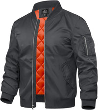 7DAY'SMens Bomber Jacket Windproof Windbreaker Thermal Quilted Jacket Warm Winter Padded Coats