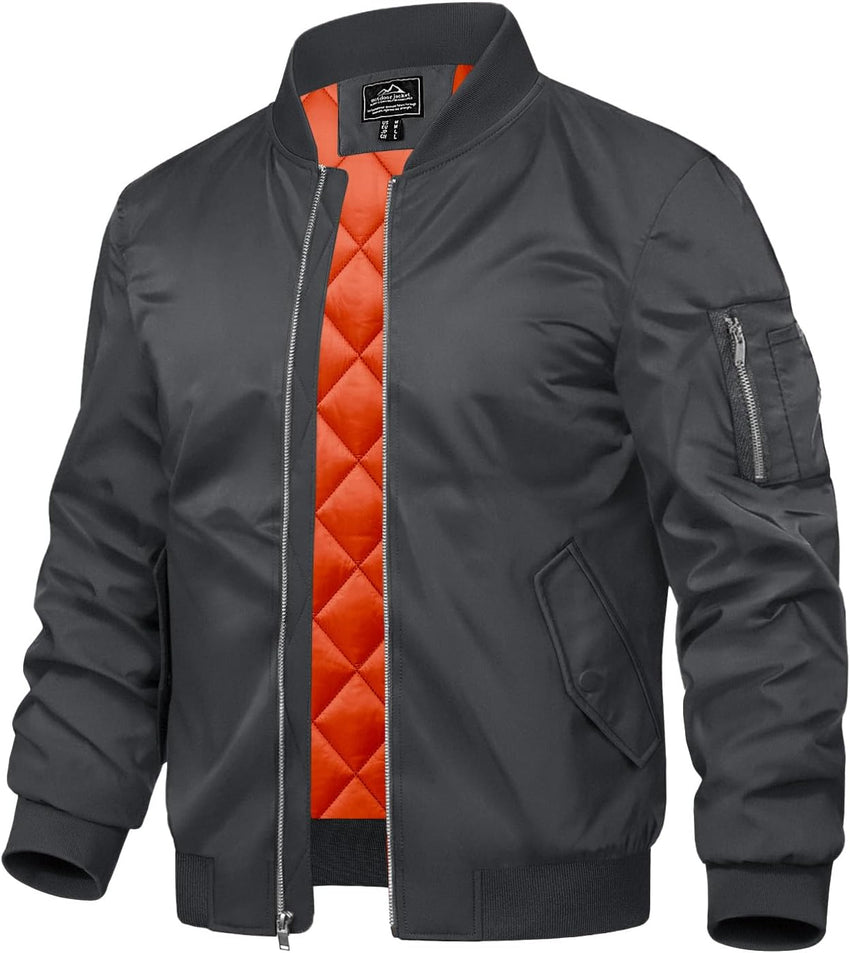 7DAY'SMens Bomber Jacket Windproof Windbreaker Thermal Quilted Jacket Warm Winter Padded Coats