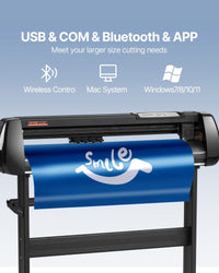 VEVOR 34inches Vinyl Cutter Machine, Bluetooth Cutting Plotter Machine, 400in/10m Accuracy Steel Roller Shaft Adjustable Speed Force, SignMaster Tool Kit for Sign Making Windows & Mobile