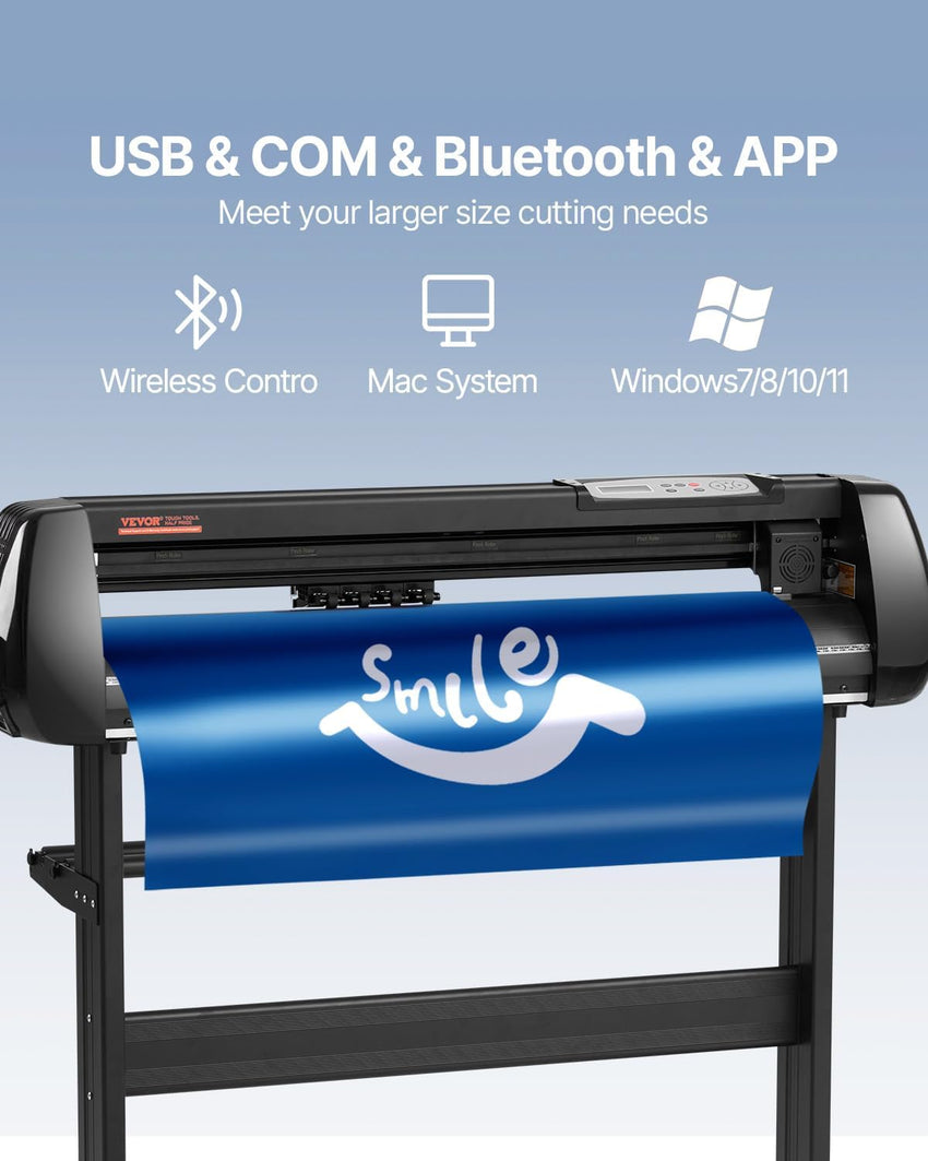 VEVOR 34inches Vinyl Cutter Machine, Bluetooth Cutting Plotter Machine, 400in/10m Accuracy Steel Roller Shaft Adjustable Speed Force, SignMaster Tool Kit for Sign Making Windows & Mobile