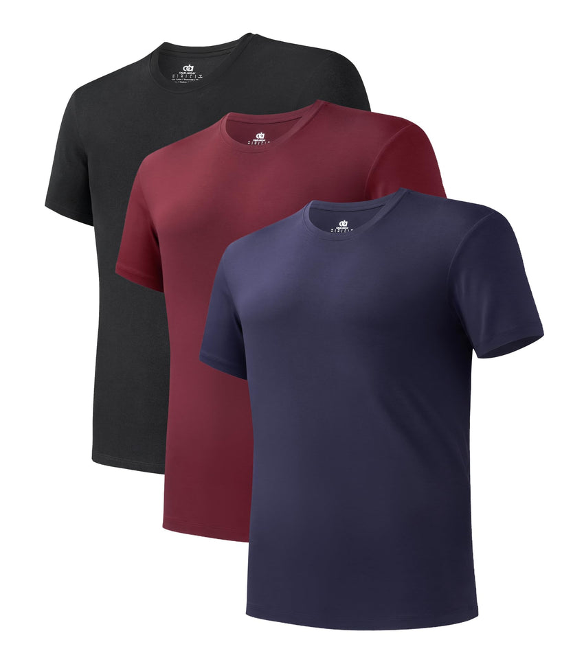 DAVID ARCHY Men's Undershirt Bamboo Rayon Moisture-Wicking Crewneck T-Shirts Stretch Tees for Men, 3 or 5 Pack
