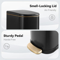 Bathroom Trash Can with Soft-Close Lid 3.5 Gallon Stainless Steel Garbage Can with Removable Inner Bucket Slim Trash Bins for Bedroom, Office (Matte Black)
