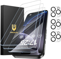 UNBREAKcable iPhone 16 Pro Max Screen Protector 3-Pack, 3 Tempered Glass + 3 Camera Lens Protectors, 9H Hardness, HD Clarity, Anti-Fingerprint, Case Friendly, 6.9 Inch