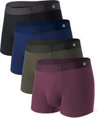 DAVID ARCHY Men's Underwear Trunks Modal Support Pouch Ultra Soft Breathable Seamless Underwear for Men 4 Pack
