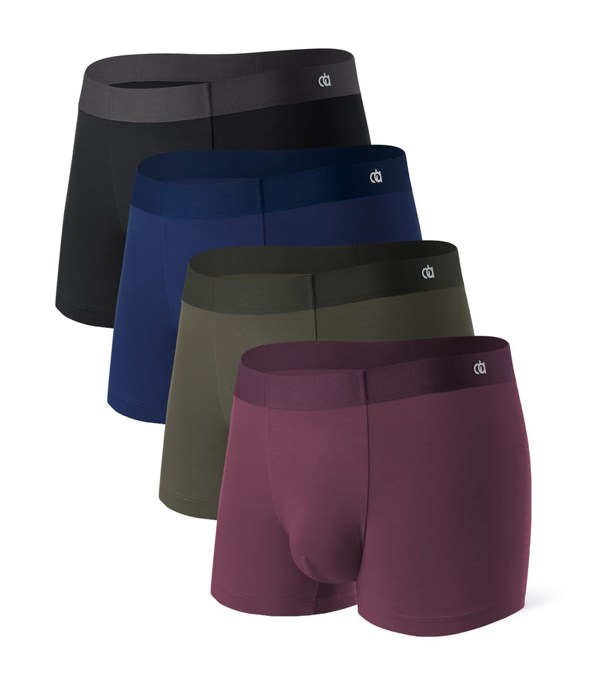 DAVID ARCHY Men's Underwear Trunks Modal Support Pouch Ultra Soft Breathable Seamless Underwear for Men 4 Pack