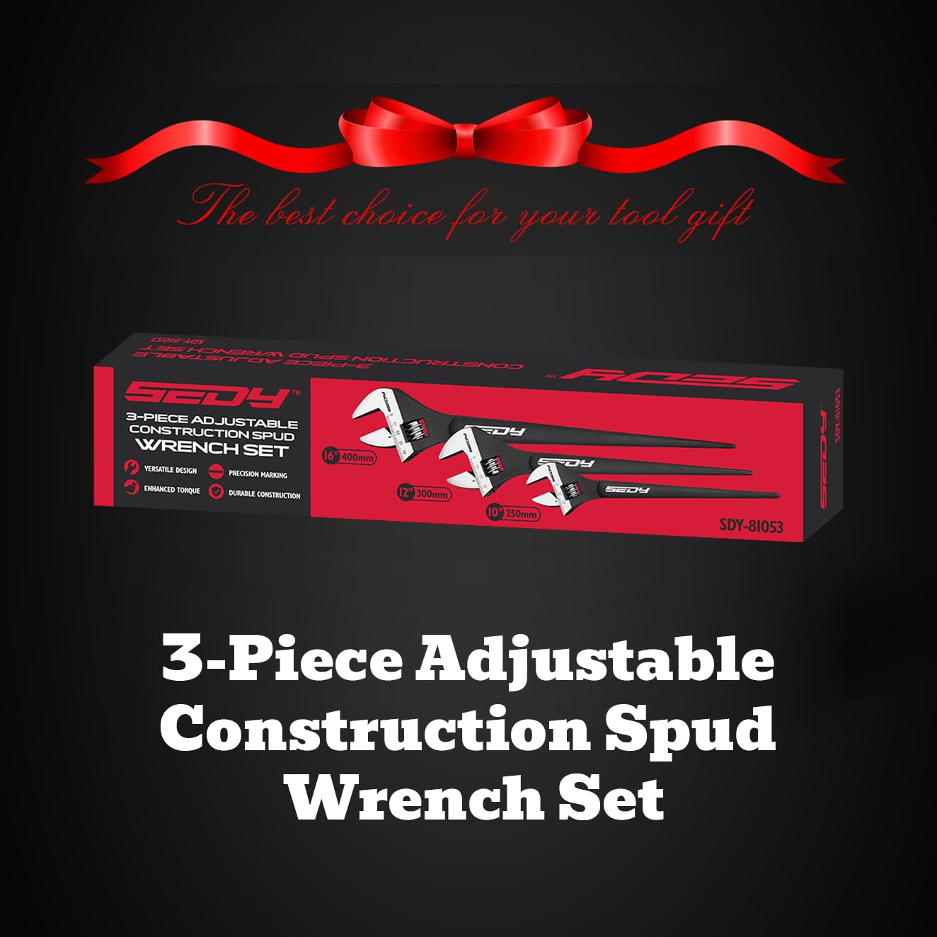 Adjustable Wrench Set Wrenches Sets: 4-Piece 6, 8, 10, 12 Inch Chrome Vanadium Steel Corrosion-Resistant Black Oxide Finish for Automotive Plumbing and Household Repairs