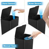 Naisu 2 Pack 4 Gal Bathroom Trash Can with Lid,Automatic Garbage Can with Touchless and Sealed Design,Slim Motion Sensor Waterproof Plastic Trash Bin Suitable for Bedrooms,Bathrooms,Kitchens,(Black)