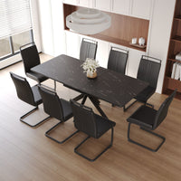 62.4" extendable 78.15" dining Table Set for 6 - 8 Person for Dining Room,C - shaped Tube Soft padded armless dining chair and Very large Dining Room Table Kitchen Table Chair Set with metal Legs - 7DAY'S