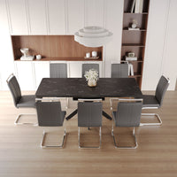 62.4" extendable 78.15" dining Table Set for 6 - 8 Person for Dining Room,C - shaped Tube Soft padded armless dining chair and Very large Dining Room Table Kitchen Table Chair Set with metal Legs - 7DAY'S