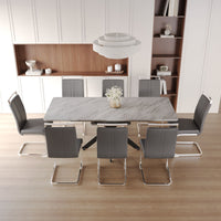 62.4" extendable 78.15" dining Table Set for 6 - 8 Person for Dining Room,C - shaped Tube Soft padded armless dining chair and Very large Dining Room Table Kitchen Table Chair Set with metal Legs - 7DAY'S