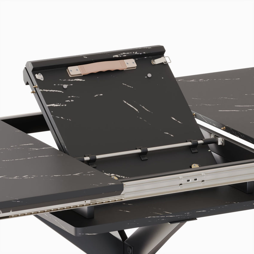 62.4" extendable 78.15" dining Table Set for 6 - 8 Person for Dining Room,C - shaped Tube Soft padded armless dining chair and Very large Dining Room Table Kitchen Table Chair Set with metal Legs - 7DAY'S