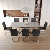 62.4" extendable 78.15" dining Table Set for 6 - 8 Person for Dining Room,C - shaped Tube Soft padded armless dining chair and Very large Dining Room Table Kitchen Table Chair Set with metal Legs - 7DAY'S