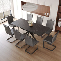 62.4" extendable 78.15" dining Table Set for 6 - 8 Person for Dining Room,C - shaped Tube Soft padded armless dining chair and Very large Dining Room Table Kitchen Table Chair Set with metal Legs - 7DAY'S