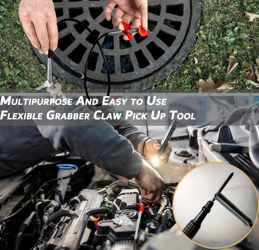 63 Inch Sink Drain Snake, Drain Clog Remove Tool With 4 Claws, Flexible Grabber Claw Pick Up Tool, Drain Snake Hair Drain Clog Remover Tool, Home Sink And Toilet Drain Cleaner Tool - 7DAY'S