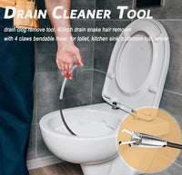 63 Inch Sink Drain Snake, Drain Clog Remove Tool With 4 Claws, Flexible Grabber Claw Pick Up Tool, Drain Snake Hair Drain Clog Remover Tool, Home Sink And Toilet Drain Cleaner Tool - 7DAY'S