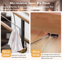 63 Inch Sink Drain Snake, Drain Clog Remove Tool With 4 Claws, Flexible Grabber Claw Pick Up Tool, Drain Snake Hair Drain Clog Remover Tool, Home Sink And Toilet Drain Cleaner Tool - 7DAY'S