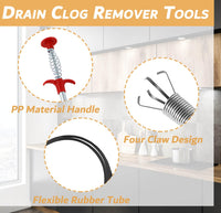 63 Inch Sink Drain Snake, Drain Clog Remove Tool With 4 Claws, Flexible Grabber Claw Pick Up Tool, Drain Snake Hair Drain Clog Remover Tool, Home Sink And Toilet Drain Cleaner Tool - 7DAY'S