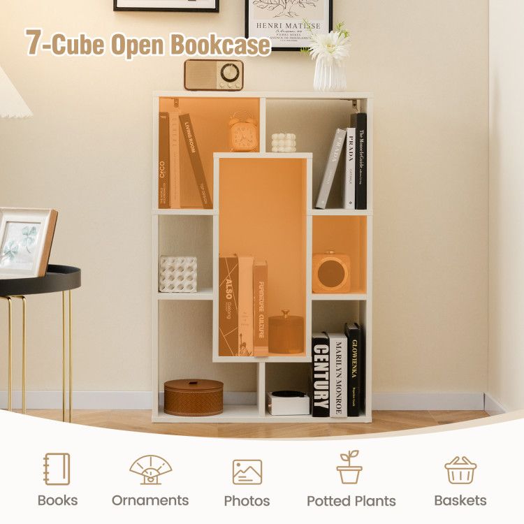 7 - Cube Geometric Bookshelf Modern Decorative Open Bookcase - 7DAY'S