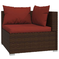 7 Piece Patio Lounge Set with Cushions Poly Rattan Brown - 7DAY'S