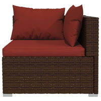 7 Piece Patio Lounge Set with Cushions Poly Rattan Brown - 7DAY'S