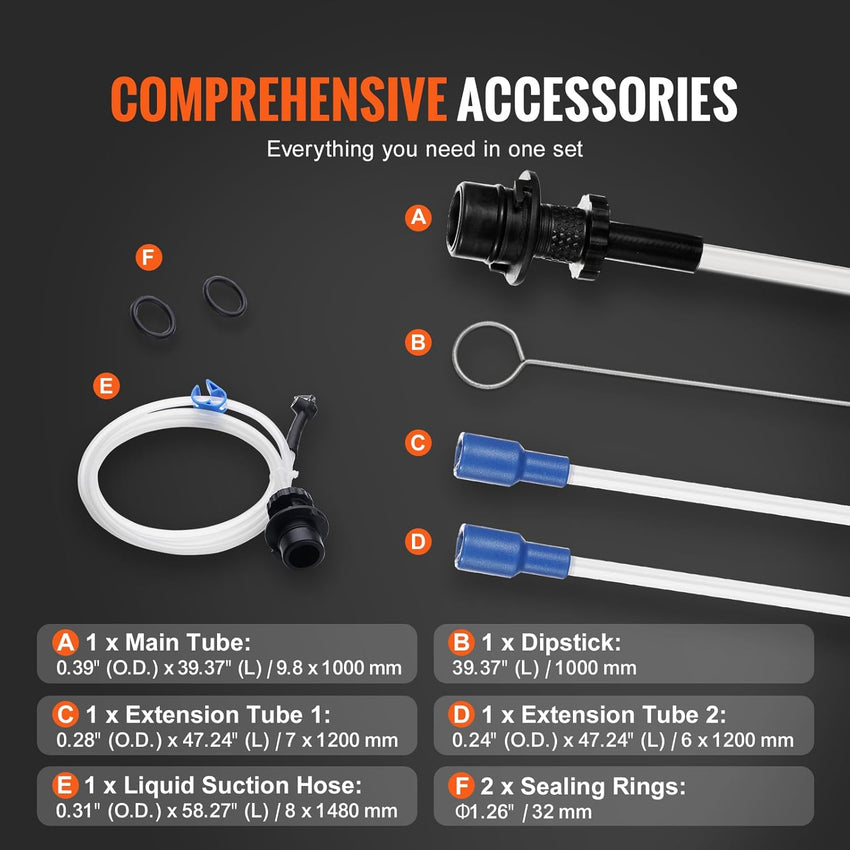 VEVOR 6.5L Pneumatic/Manual Oil Extractor Pump, Fluid Extractor Pump for Automotive Fluids Vacuum Evacuation, Oil Change & Fluid Change Tool with Dipstick and Suction Hose