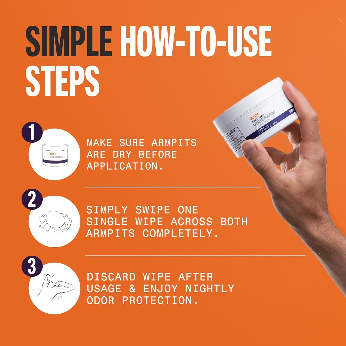 Carpe Clinical Grade Underarm Wipes - New, Unrivaled Antiperspirant Wipes For Armpit Sweat Prevention. Combat Sweat, Block Excessive Sweating, & Help Control Hyperhidrosis.15 Anti Sweat Wipes.