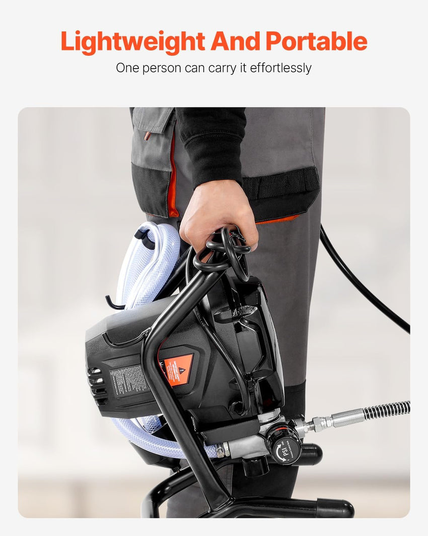VEVOR 750W Stand Airless Paint Sprayer, 3000PSI High Efficiency Electric Airless Sprayer, Fine and Even Painting Effect, Handheld Paint Sprayers for Home Interior and Exterior Furniture and Fences
