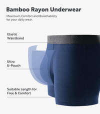 DAVID ARCHY Mens Trunks Underwear Soft Breathable Rayon Made from Bamboo Trunk No Fly Pouch