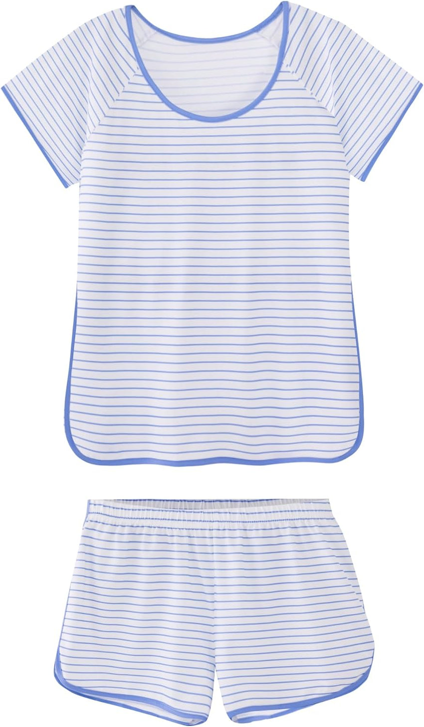 Hilinker Womens Sexy Pajama Set Ruched Lace Trim Cami and Shorts Summer Cute Pjs 2 Piece