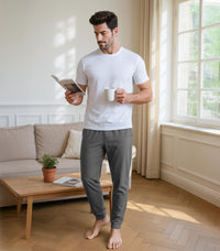 DAVID ARCHY Men's Pajama Pants Cotton Bottoms Soft Lightweight Loungewear with Drawstring and Pockets 2 Pack