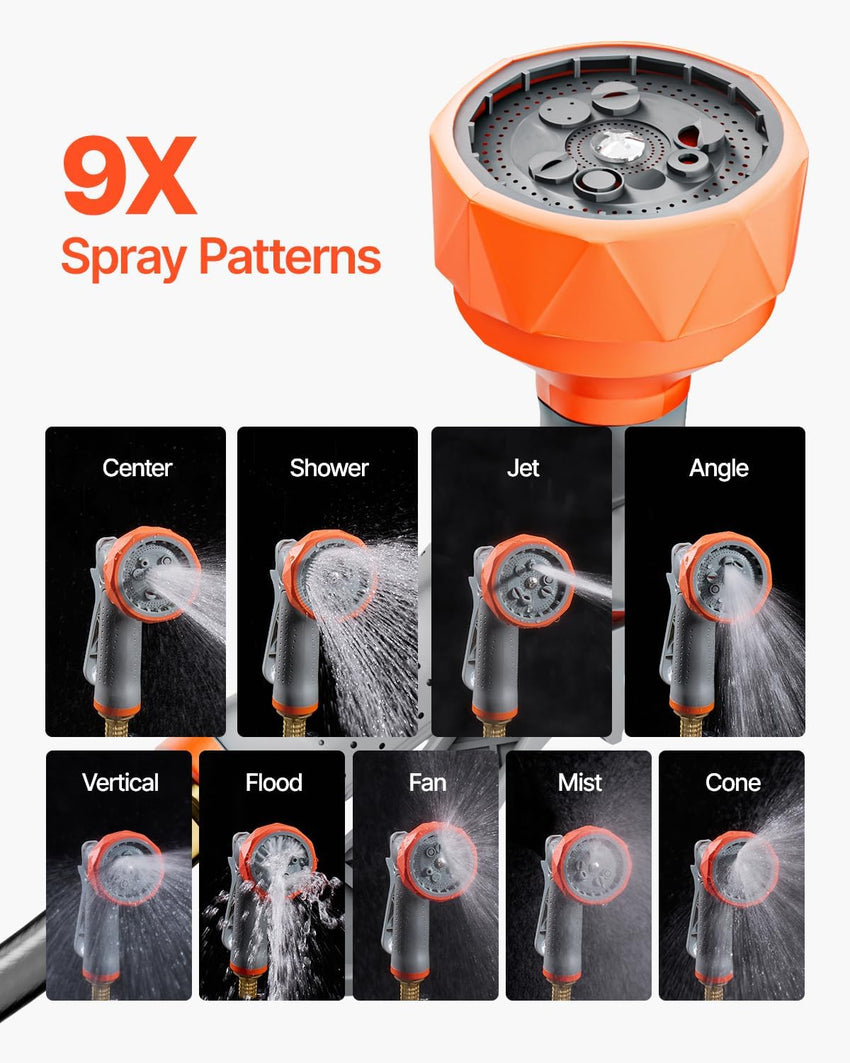 VEVOR Retractable Garden Hose Reel, 1/2 Inch x 84 ft Wall Mounted Heavy Duty Garden Hose Reel with 9 Patterns Nozzle, Any Length Lock, Upgraded Slow Return System and 180°Swivel Bracket