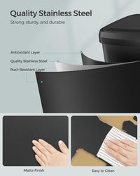 SONGMICS Kitchen Trash Can, 18-Gallon Stainless Steel Garbage Can, with Stay-Open Lid and Step-on Pedal, Soft Closure, Tall, Large and Space-Saving, Black ULTB520B68