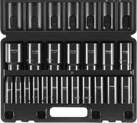 VEVOR 1/2" Drive Impact Socket Set, 65 Piece SAE 3/8" to 1-1/4" and Metric 10-24mm, 6 Point Cr-V Alloy Steel for Auto Repair, Easy-to-Read Size Markings, Rugged Construction, Storage Case