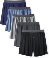 DAVID ARCHY Mens Underwear Bamboo Rayon Boxers for Men Breathable and Cool Men's Boxer Shorts with Button Fly 3 or 5 Pack
