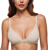 INLYRIC Women's Inbarely Triangle Bralette Plunge Unlined Seamless Bra No Underwire Sexy Comfortable Everyday