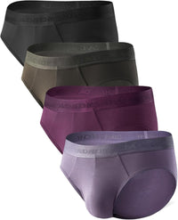 DAVID ARCHY Men's Briefs Modal No Fly Underwear Support Pouch Soft Comfort Briefs for Men 4 Pack