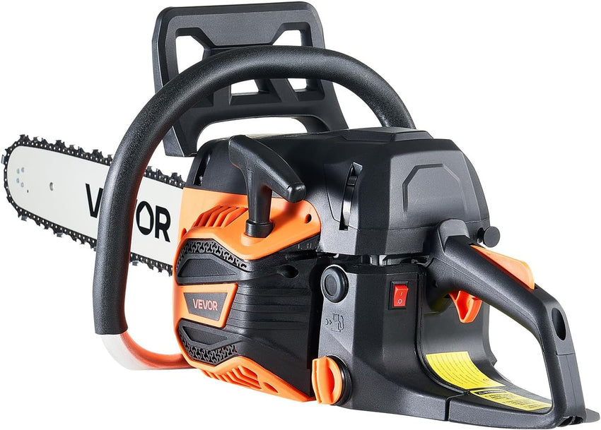 VEVOR 20inch 62CC Gas Powered Chainsaw, 3.8 HP 2 Stroke Engine Gas Power Chainsaws with Non-Slip Handle, Gas Chainsaws with Dual Fuel Tanks, For Wood Cutting, Tree Trimming, and Land Clearing