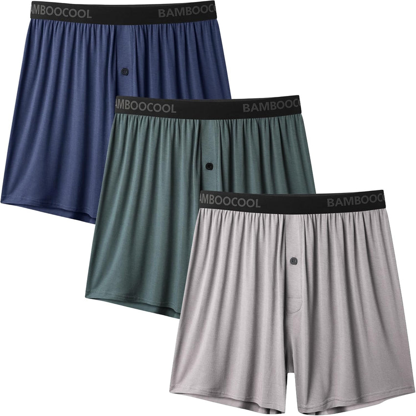 BAMBOO COOL Mens Boxer Shorts Underwear Soft Comfortable Breathable Knit Boxers Short for Men (3 or 5 Pack)