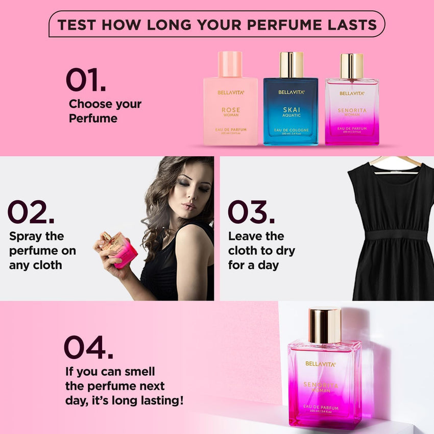 BellaVita Luxury SENORITA Perfume for Women (3.4 fl.oz) | Floral & Fruity Fragrance with Pomegranate, Mint & Musk | Notes of Yuzu and Lotus | Vegan & Cruelty-Free Womens Perfume