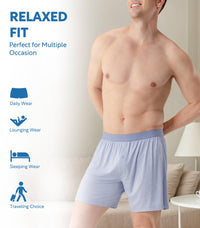 DAVID ARCHY Mens Boxers Soft Rayon Made from Bamboo Boxers for Men Pack Loose Underwear Cooling Mens Boxer Shorts