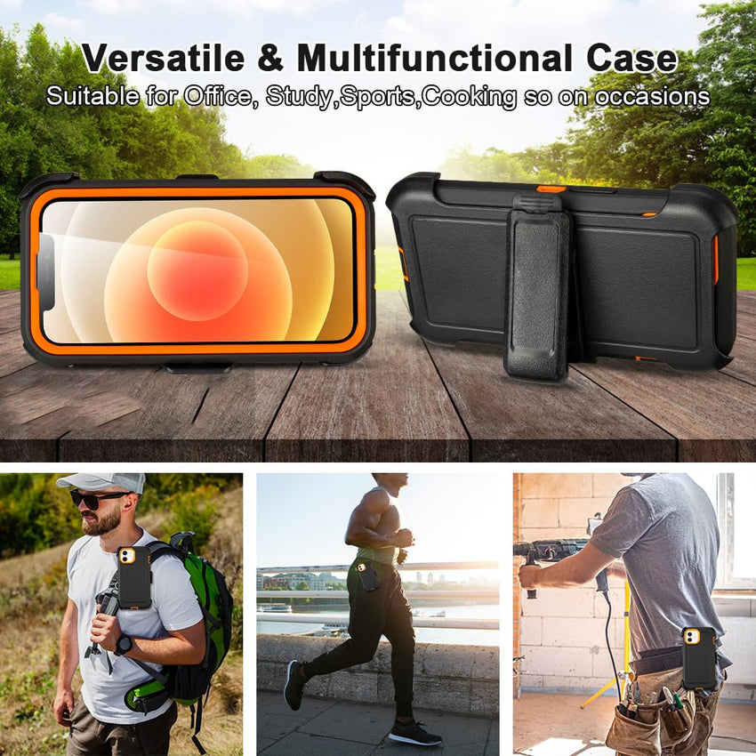 for Black iPhone 15 Case with Belt Clip, Shockproof Heavy Duty Rugged, 3 Layers of Sturdy,Anti-Drop, Military-Grade Defender Cover for iPhone 15 Case Black