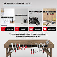 48" Heavy Duty Garage Wall Organizer, Wall Mount Tool Storage Rack with Adjustable Hooks, Garden Tool Organizer Hold Up to 300lbs, Easy Installation (3 Panels, 8 Hooks, 3 Straps)