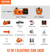 VEVOR Electric Car Jack, 5 Ton/11023 LBS Hydraulic Jack Lift with Electric Impact Wrench, Built-in Inflatable Pump, and LED Light for SUV MPV Sedan Truck Change Tires Garage Repair