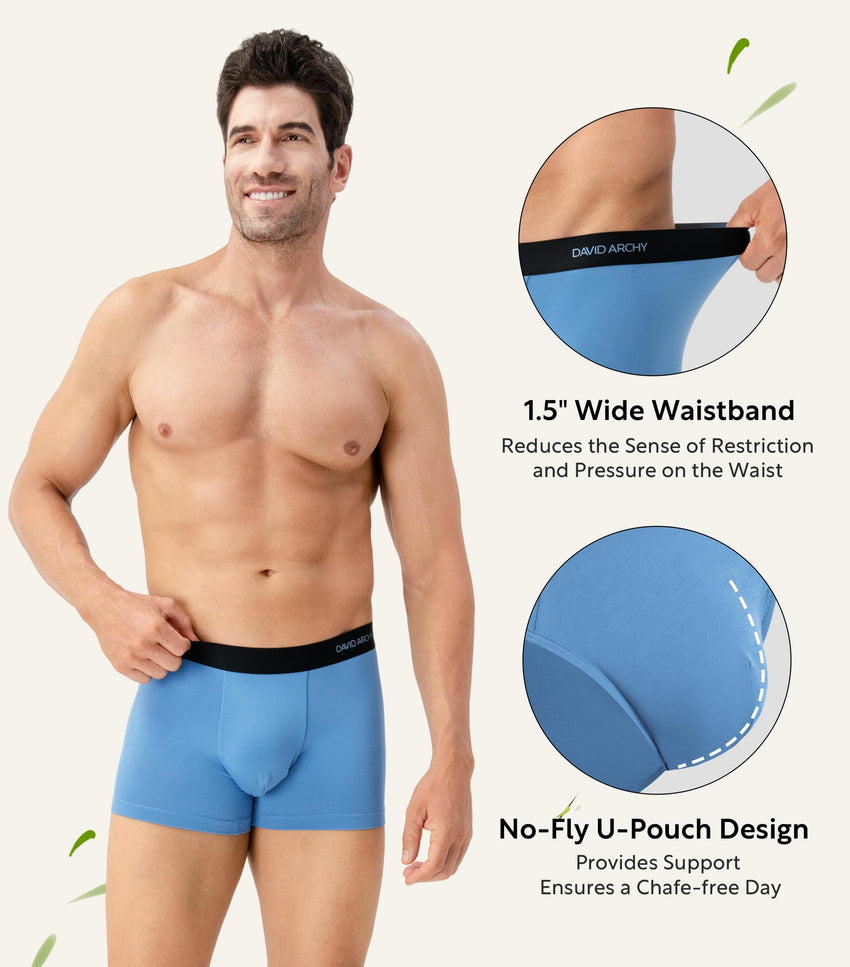 DAVID ARCHY Mens Underwear Rayon Made from Bamboo 7-Pack, Wicking-Moisture & Cool Boxer Briefs with Support Pouch