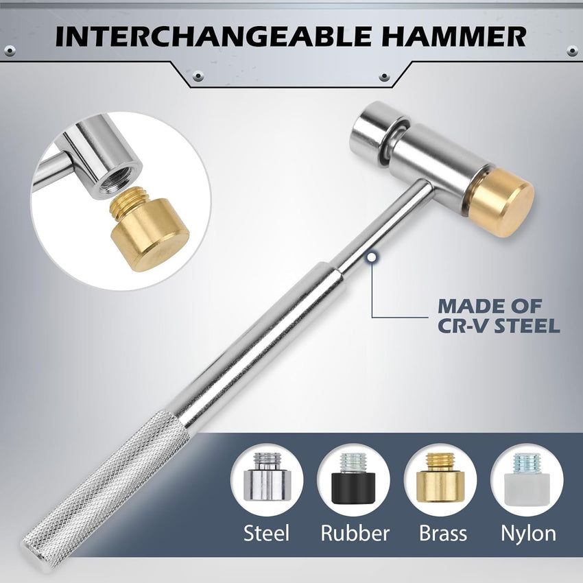 Premium Pin Punch Hammer Set: 25-Piece Punch Set and Hammer with Bench Block, Steel Roll Pin Punch Set, Pin Punches with Replaceable Face Hammer, Mechanical Repair Tool for Maintenance