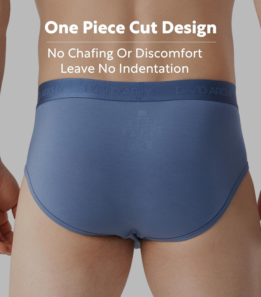 DAVID ARCHY Men's Briefs Modal No Fly Underwear Support Pouch Soft Comfort Briefs for Men 4 Pack